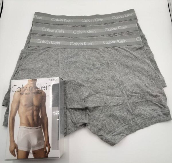 【Sサイズ】Calvin Klein(カルバンクライン) コットンストレッチ ボクサーパンツ グレイ 3枚セット U2662