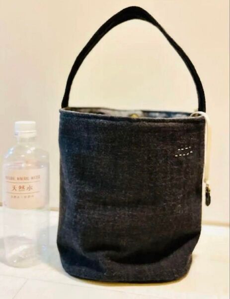 ハンドメイド 丸底バケツバッグ ワンハンドル sumi…stitch