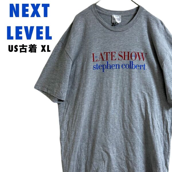 US古着 NEXT LEVEL 半袖プリントTシャツ アメリカTVショー CBS 企業 XL グレー ゆるだぼ