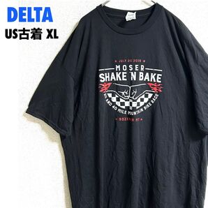 US古着 DELTA デルタ 半袖Tシャツ プリント マウンテンバイク イベント XL ゆるだぼ ブラック