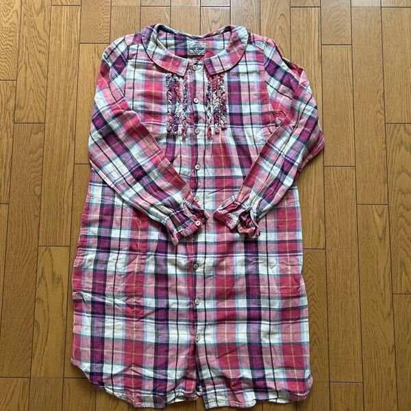 CUBE SUGAR チェック柄シャツワンピース ピンク Mサイズ