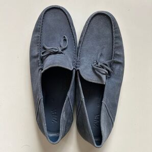 ZARA デッキシューズ スエード ネイビー 43