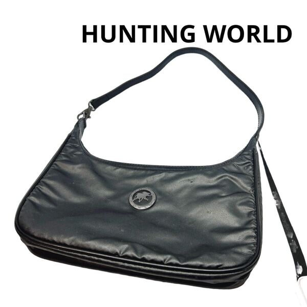 HUNTING WORLD ショルダーバッグ 黒 ワンショルダー お洒落シンプル