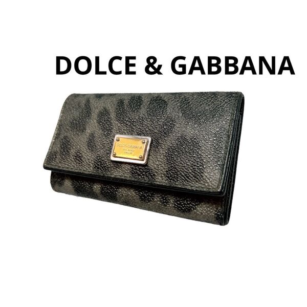 DOLCE & GABBANA キーリング ヒョウ柄 レザー 6連 高級