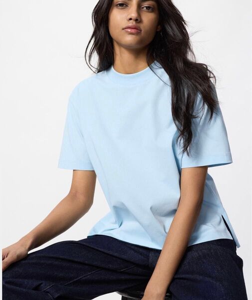 【一回着用のみ定価1500円】ユニクロ UNIQLO エアリズムコットンTシャツ Mサイズ ブルー 青