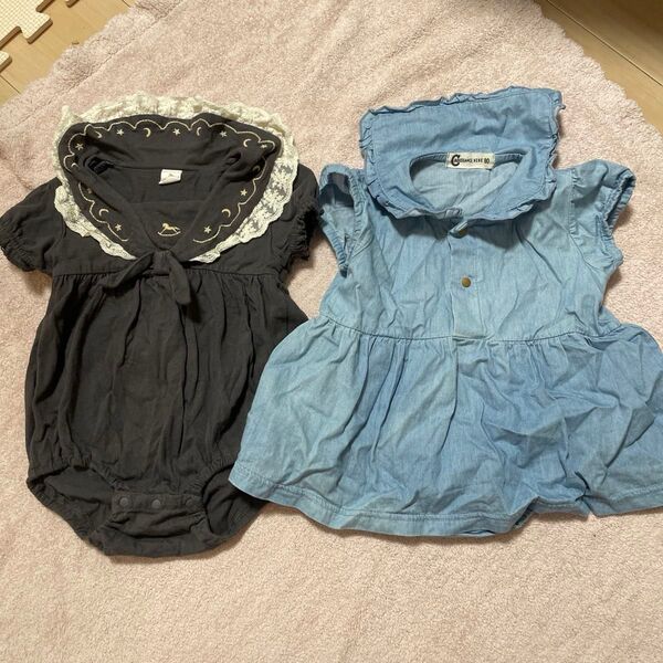 女の子 80 ワンピース 2枚セット 夏 可愛い セーラー ベビー服