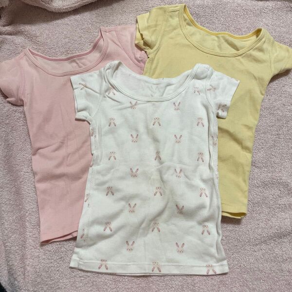 3枚セット 肌着 女の子 インナー ユニクロ キッズ 綿100 半袖 キッズインナー 80サイズ 1歳 UNIQLO