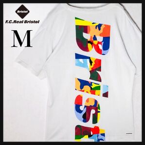 【希少デザイン】FCRB バックロゴ ビックロゴ レインボーカモフラロゴ M 白