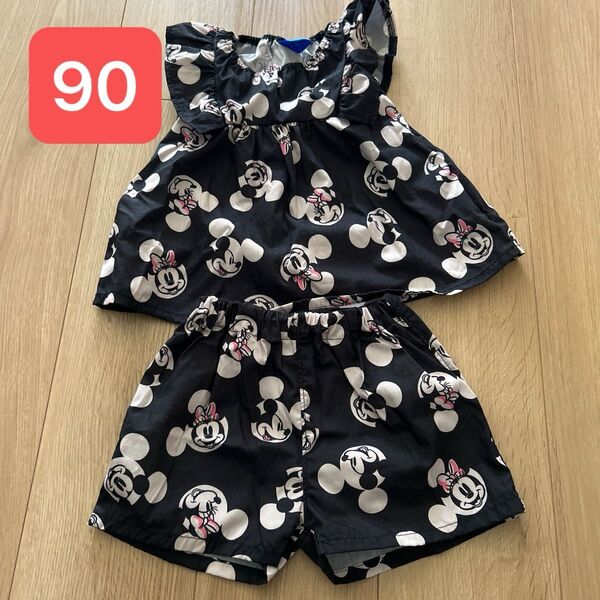 セットアップ 半袖 ミニー Disney ディズニー 90 ベビー キッズ 子供服 しまむら 黒 ブラック フリル パンツ