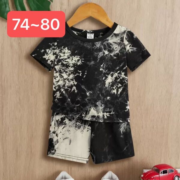SHEIN シーイン 上下セット セットアップ ハーフパンツ ショートパンツ 半袖 Tシャツ 70 80 ベビー キッズ 黒 白