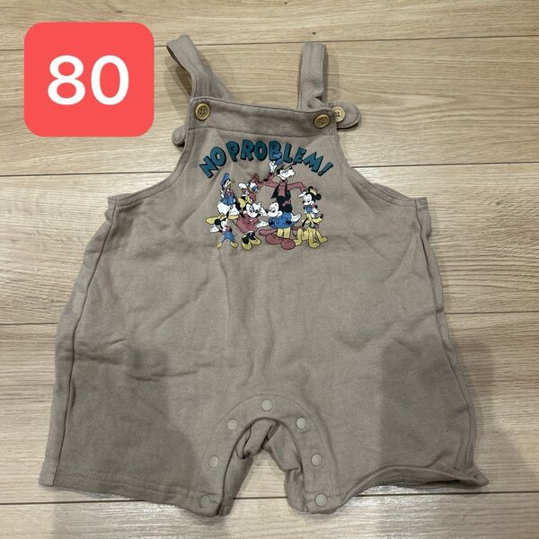 オーバーオール ロンパース ベビー 子供服 80 バースデイ futafuta ミッキー Disney ディズニー ベージュ