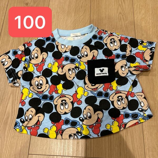 Tシャツ 半袖 ミッキー ディズニー Disney ベビーザらス 青 ブルー キッズ ベビー 100 総柄