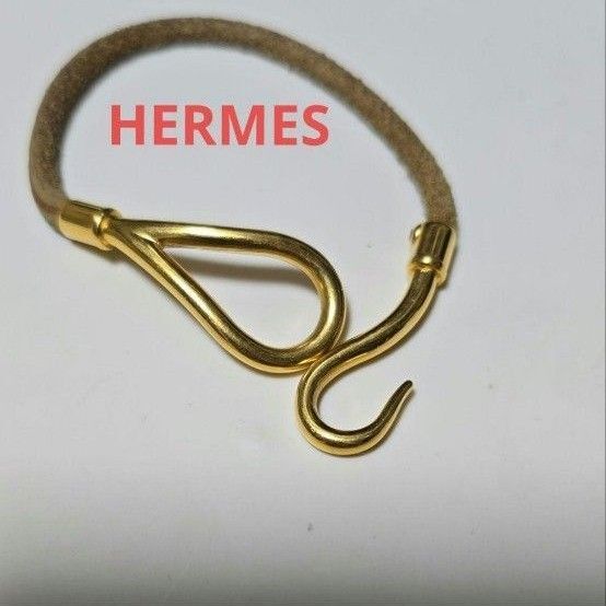 HERMES エルメス レザーブレスレット ゴールド