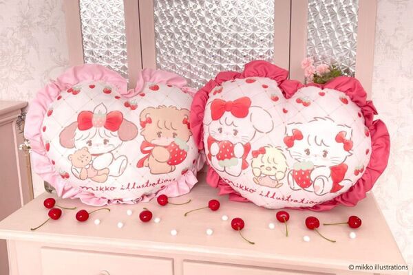 mikko illustration ハート型フリルクッション 全2種 プライズ ラテ ムース キャミー スフレ