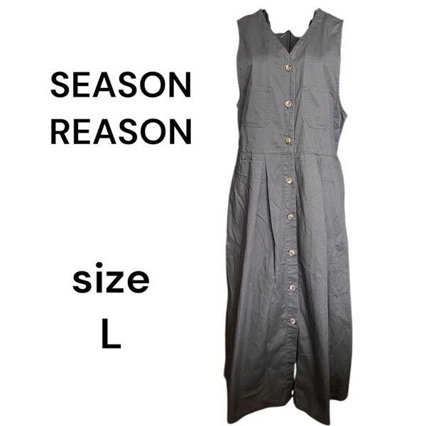 SEASON REASON in Lin.& Red ワンピース ジャンパースカート ノースリーブ ロング丈 Aライン