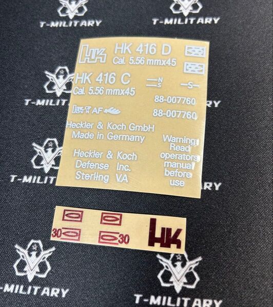 HK416Dメタルステッカー刻印ステッカー エアガン サバゲー ミリタリーシール