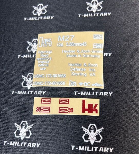HK M27メタルステッカー 刻印ステッカー エアガン サバゲー カスタム