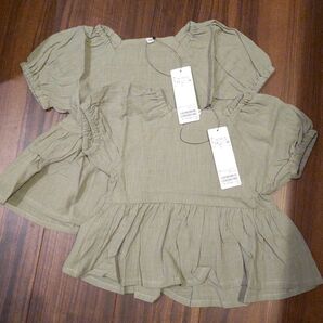 新品 ビールーム プチプラ ペプラム半袖ブラウス リンクコーデ 姉妹