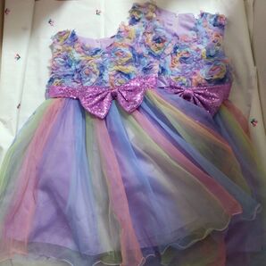 kayiyasuドレス ピアノ 発表会 キッズドレス 虹色 フォーマル パーティ クリスマス ギフト プレゼント ゆめかわ