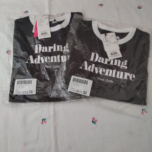 新品 ピンクラテ フロント ロゴ 袖 リボン リンガー Tシャツ キッズ 子供服 女の子 お揃い