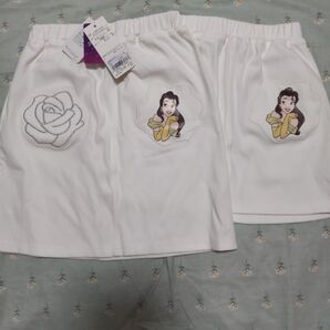 新品 プリンセス 美女と野獣 ベル スカート 薔薇 ローズ お揃いモチーフ 台形 プティマイン