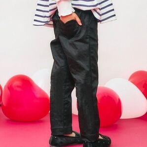 新品 アプレレクール ハート ポケット きゅん パンツ テーパード 10分丈 黒 110