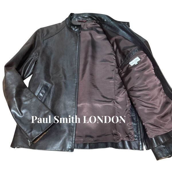 希少 Paul Smith LONDON ポールスミスロンドン シングルライダース ホースレザー 馬革 L レザージャケット