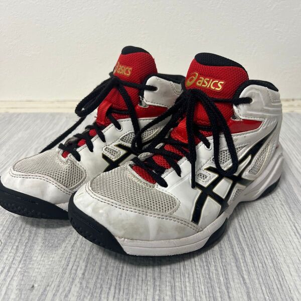 asics 21cm バスケシューズ 白/赤/黒 ジュニア ミニバス