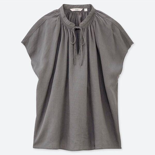 UNIQLO|リネンブレンドギャザーブラウス