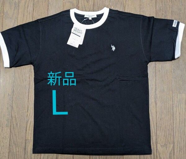 新品 メンズ U.S. POLO ASSN. 半袖 Tシャツ 半袖Tシャツ ブラック ヘビーウェイト L