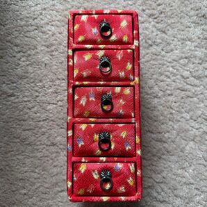 小物入れ 引き出し 5段 レッド 和風 ちりめん