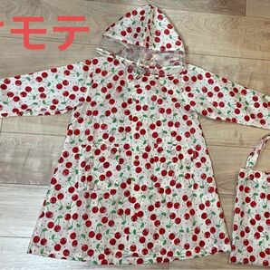 6月までの出品となります^^ KidsForet 未使用品 保存袋付さくらんぼ柄かっぱM(105~115)