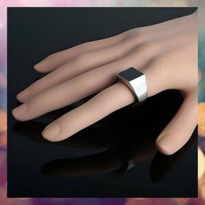 スタイリッシュ 重量感 スクエア シルバー 個性的 バンドリング メンズ 太め ユニセックス 10号