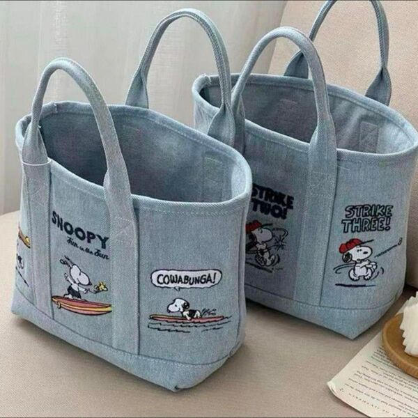 スヌーピー サーフィン トートバッグ ミニバッグ SNOOPY デニム
