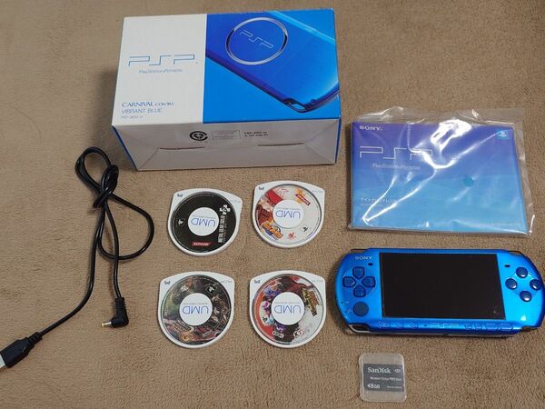 SONY PSP 3000 VIBRANT BLUE 本体 UMD4枚 メモリ4GB