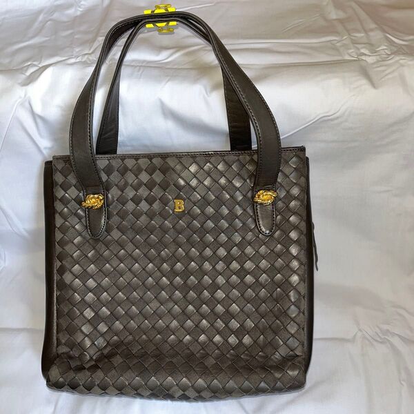 BALLY イントレチャート トートバッグ グレーレザー