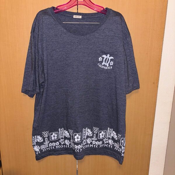 大きいサイズ カルフォルニアロゴ ホヌ柄 半袖Tシャツ 3L