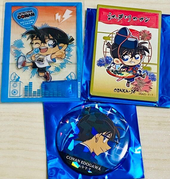 名探偵コナン 大阪城 江戸川コナン トレーディングスクエアマグネット 戦国 トレーディングホログラム缶バッジ フィルム
