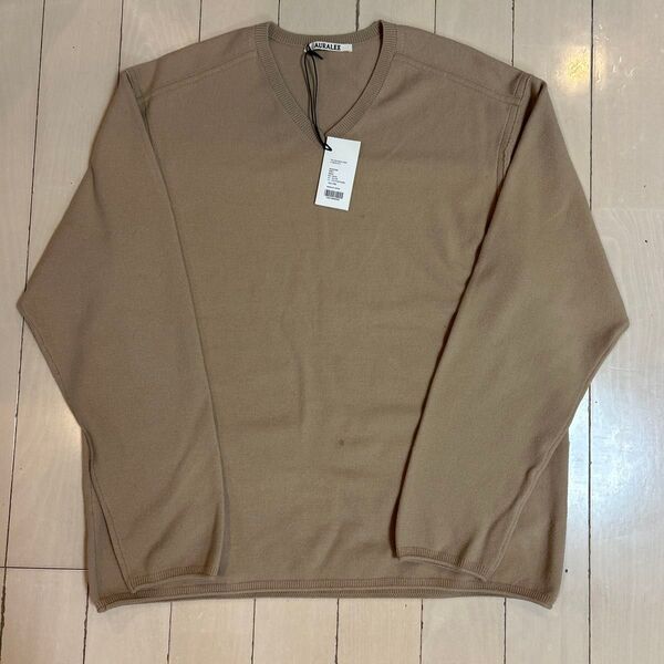 【AURALEE】FELTED WOOL KNIT V-NECK P/O