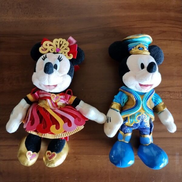 ミッキーとミニーのマスコットぬいぐるみバッジ 2個セット