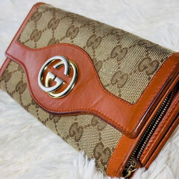 GUCCI グッチ GGキャンバス インターロッキングG 長財布 ダブルG GG