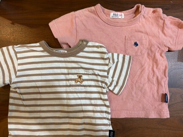 80サイズ POLO Baby Tシャツ2点セット ポロベビー 半袖 クマ刺繍 半袖 Tシャツ