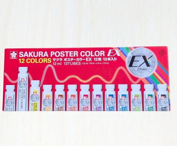 サクラクレパス 絵の具 ポスターカラー EX 12色13本 (白2本) 入り PEW13
