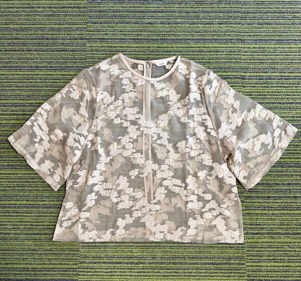 CLANE クラネ 半袖ブラウス バルジフラワージャガードトップス トップス