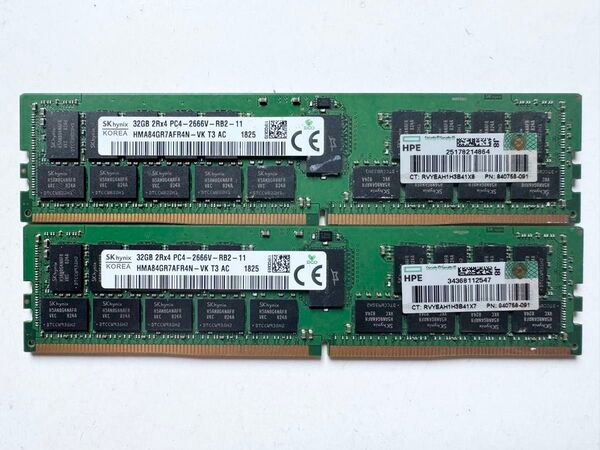 SKhynix 32GB 2R×4 PC4-2666 ECC Registered RDIMM DDR4 2枚セット 計64GB