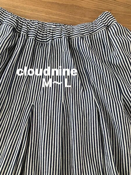 cloudnine クラウドナイン ワイドパンツ ストライプ柄 M〜Lサイズ ウエストゴム ポケット付き 綿100%