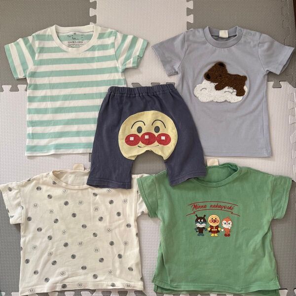 子供 Tシャツ ズボン 5点セット 90cm アンパンマン 無印 ボーダー くま