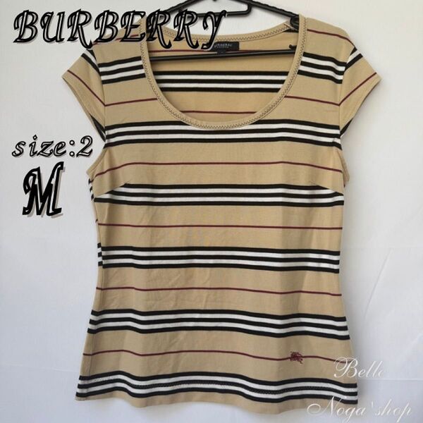 BURBERRY バーバリー ノースリーブ Tシャツ サイズ2 ノバチェック 三陽商会 ホースロゴ 刺繍 美品