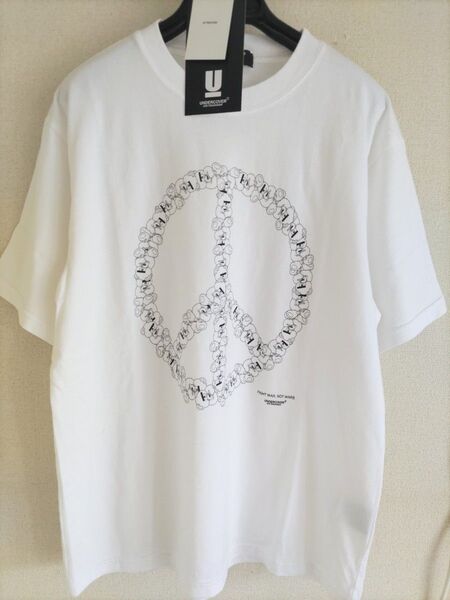 新品タグ付き百貨店購入アンダーカバー目隠しベアピースマーク 男女兼用半袖Tシャツ白1日本製