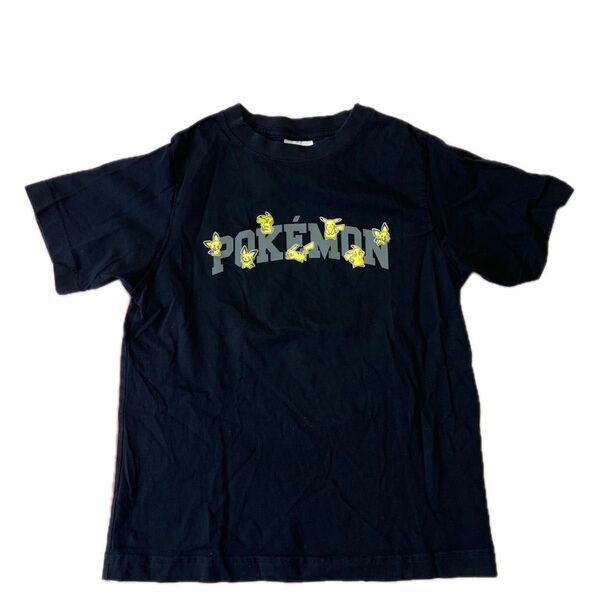 【500円均一】140サイズ GUのポケモンTシャツ ピカチュウ 半袖 子供服 キッズ 黒 ブラック